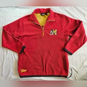 Mickey & Co Womens Red Emblem Pullover Long Sleeve Fuzzy Jacket Size Medium